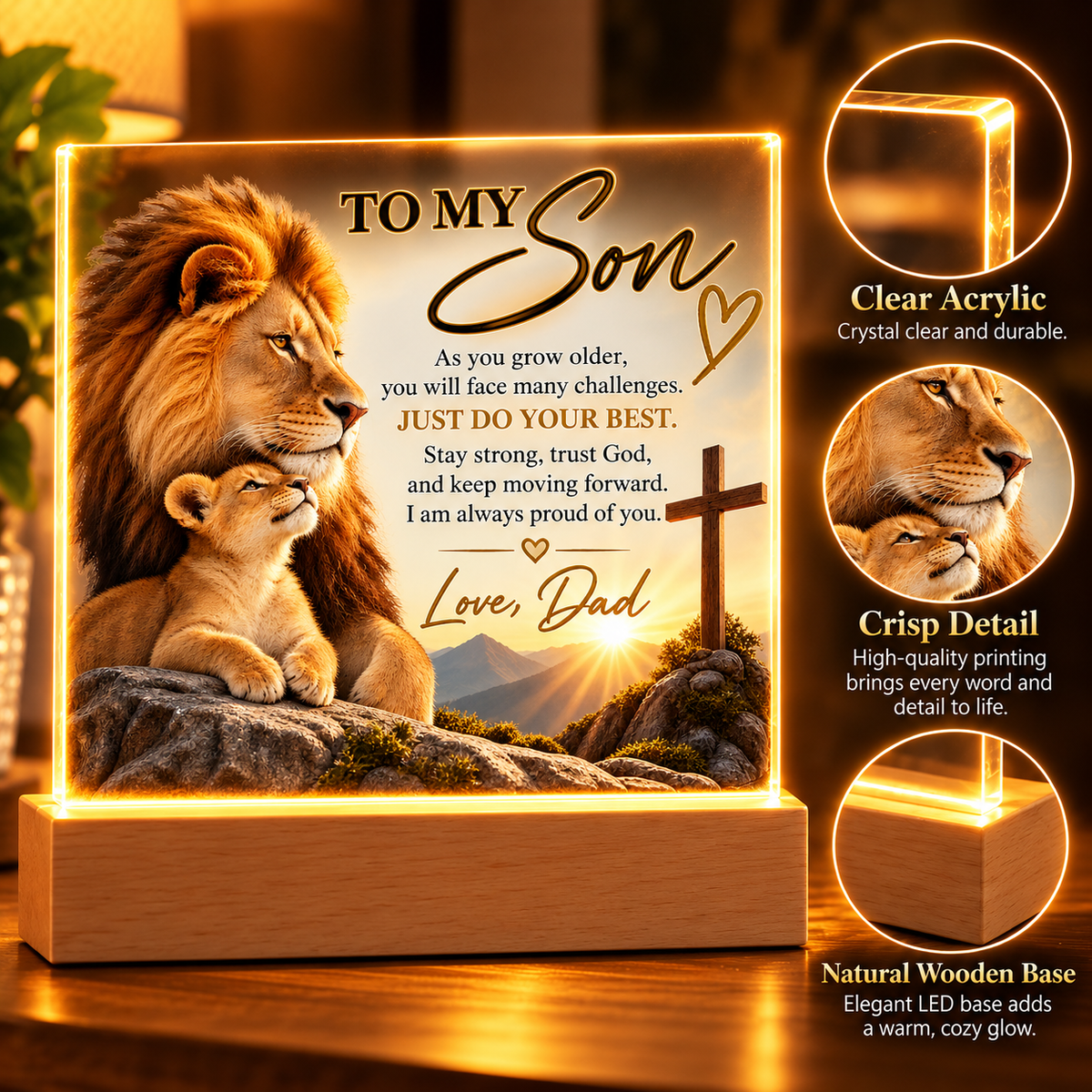 To My Son Lion LED Plaque From Dad