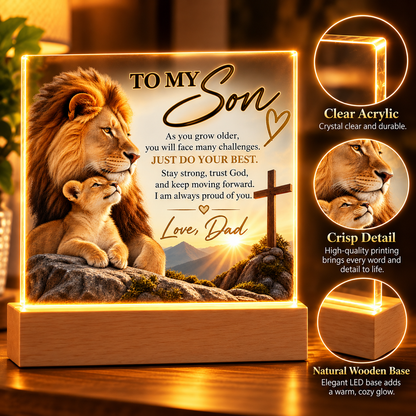 To My Son Lion LED Plaque From Dad