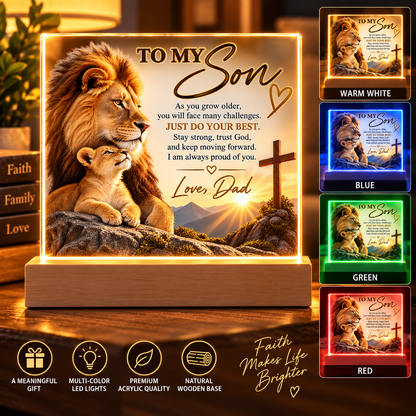 To My Son Lion LED Plaque From Dad