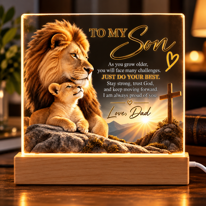 To My Son Lion LED Plaque From Dad