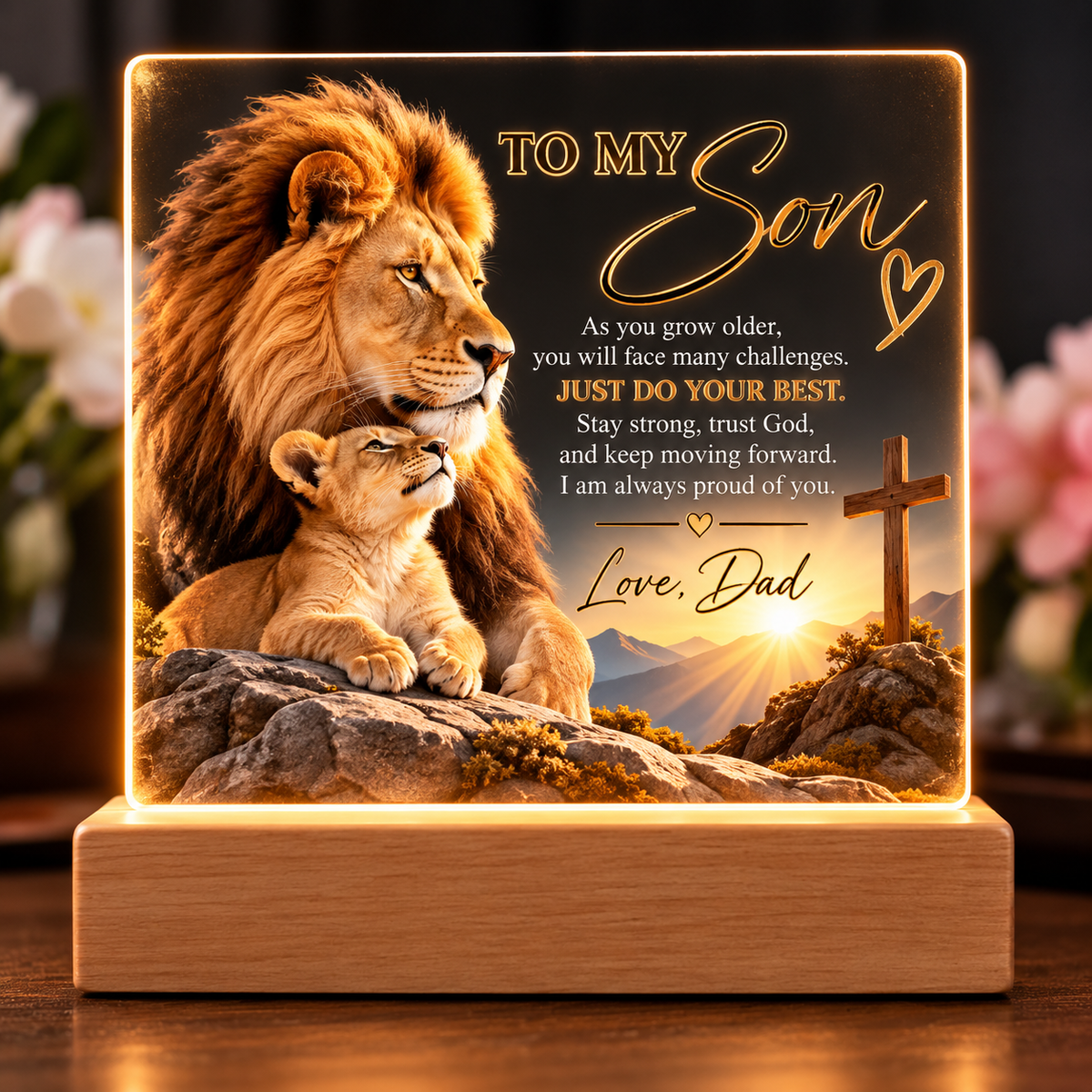 To My Son Lion LED Plaque From Dad