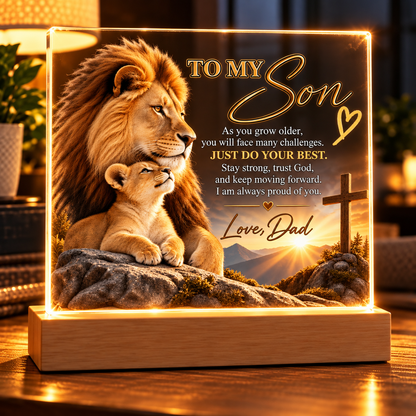 To My Son Lion LED Plaque From Dad