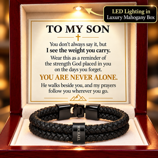 To My Son Personalized Name Bracelet – Christian Gift of Faith & Strength
