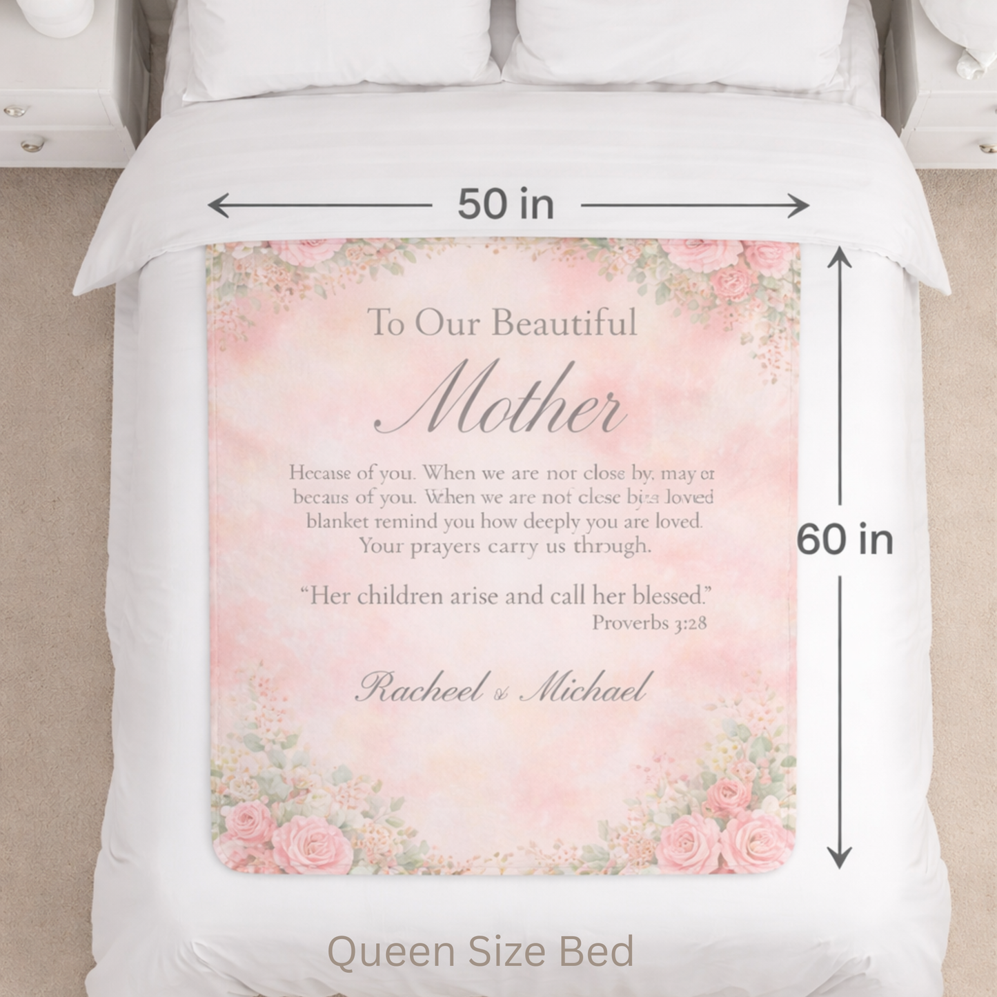 Personalized Sherpa Keepsake Fleece Blanket — "To Our Beautiful Mother" Grandmother Sister