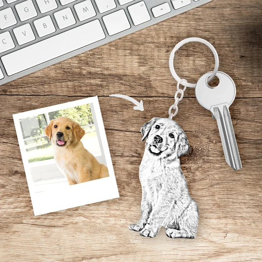 Personalized Pet Photo Necklace Engraved Pets Pendant Gifts Handmade Custom Dog Cat Keychain Memory Jewelry Picture Pendants - My Store