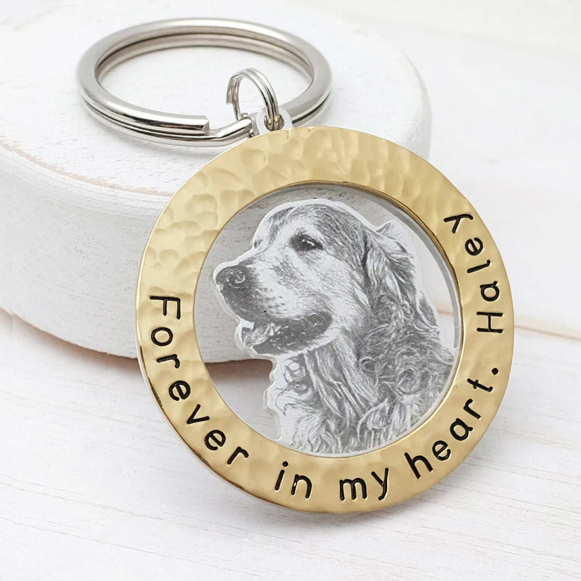 Personalized Dog Photo Keychain Custom Pet Portrait Key Chain Cat Photo Keepsakes Keyring Memorial Jewelry Gift for Dog Lover - My Store