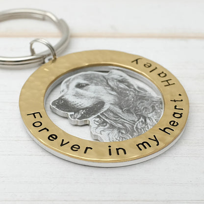 Personalized Dog Photo Keychain Custom Pet Portrait Key Chain Cat Photo Keepsakes Keyring Memorial Jewelry Gift for Dog Lover - My Store