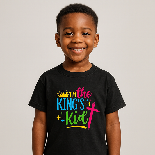 “I Am the King’s Kid” Christian Graphic Tee – Bold Faith Shirt for Kids, Youth & Adults | Scripture-Inspired Apparel