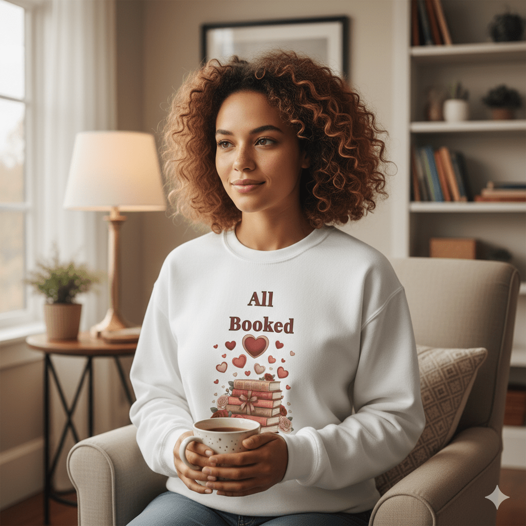 All Booked Crewneck Sweatshirt — Romantic Book Lover Pullover - Perfect Touch Keepsakes