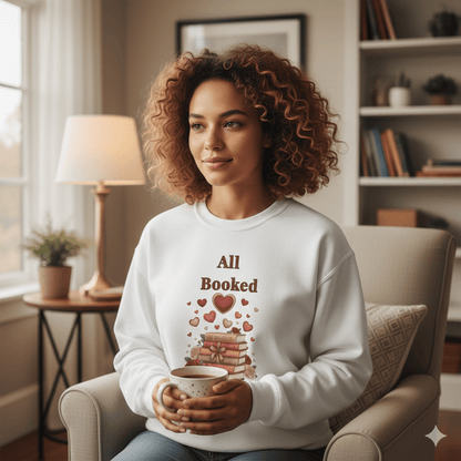 All Booked Crewneck Sweatshirt — Romantic Book Lover Pullover - Perfect Touch Keepsakes