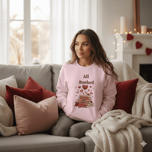 All Booked Crewneck Sweatshirt — Romantic Book Lover Pullover - Perfect Touch Keepsakes