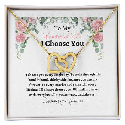 To My Wife I Choose You Two Interlocking Hearts Pendant - My Store
