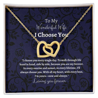 To My Wife I Choose You Two Interlocking Hearts Pendant - My Store