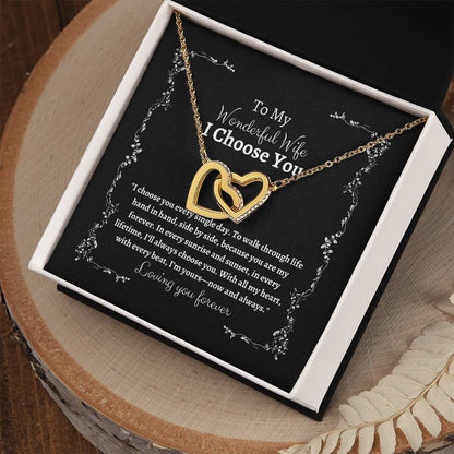 To My Wife I Choose You Two Interlocking Hearts Pendant - My Store