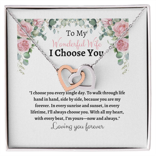 To My Wife I Choose You Two Interlocking Hearts Pendant - My Store
