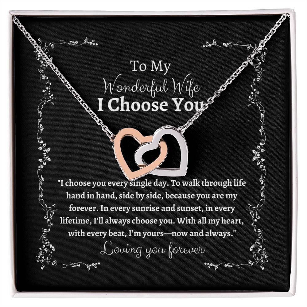 To My Wife I Choose You Two Interlocking Hearts Pendant - My Store