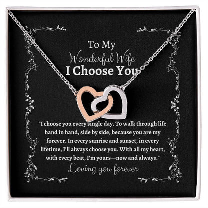 To My Wife I Choose You Two Interlocking Hearts Pendant - My Store