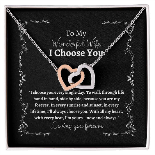 To My Wife I Choose You Two Interlocking Hearts Pendant - My Store