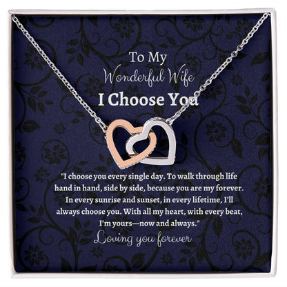 To My Wife I Choose You Two Interlocking Hearts Pendant - My Store