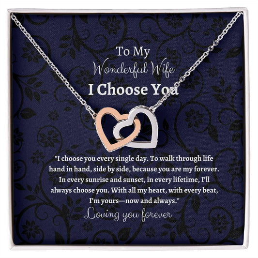 To My Wife I Choose You Two Interlocking Hearts Pendant - My Store