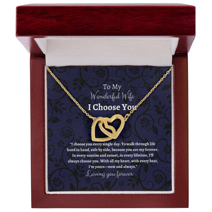To My Wife I Choose You Two Interlocking Hearts Pendant - My Store