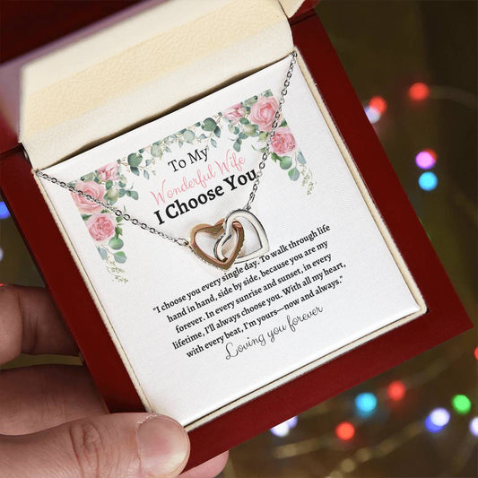 To My Wife I Choose You Two Interlocking Hearts Pendant - My Store