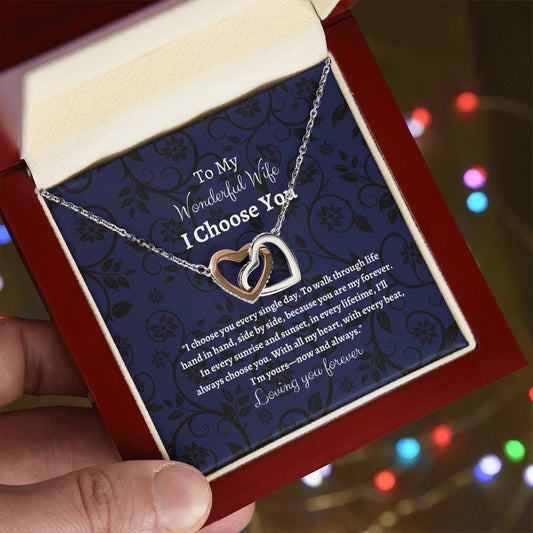 To My Wife I Choose You Two Interlocking Hearts Pendant - My Store