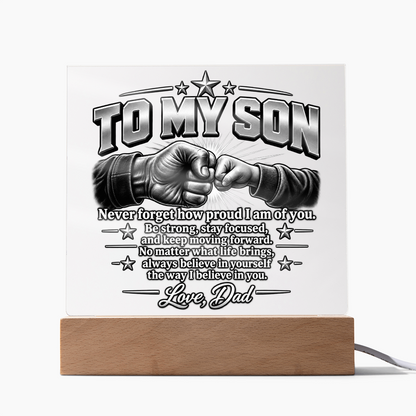 To My Son Acrylic Plaque – Strength & Encouragement Gift from Dad