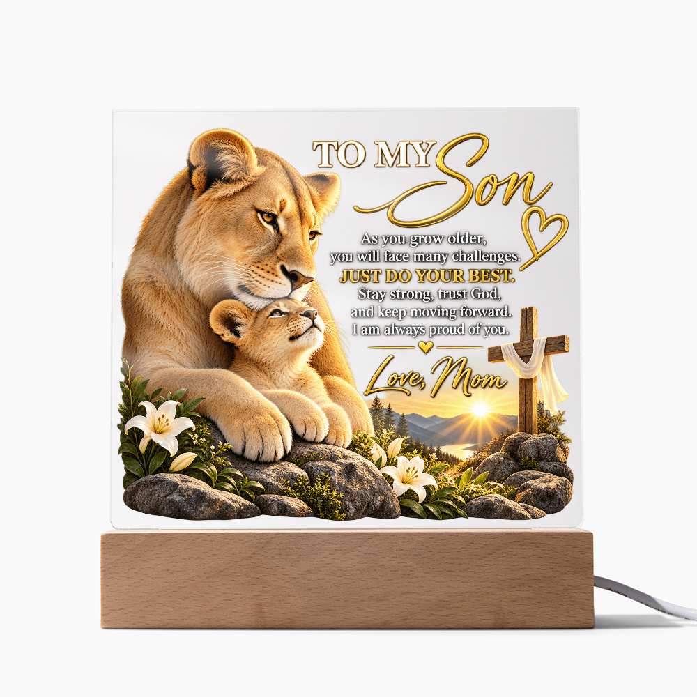 To My Son Acrylic Plaque – Trust God, Love Mom