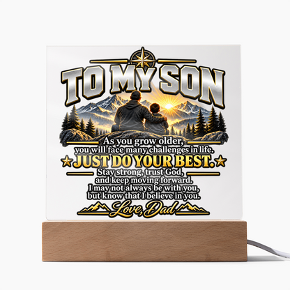 To My Son Acrylic Plaque – Trust God & Keep Moving Forward