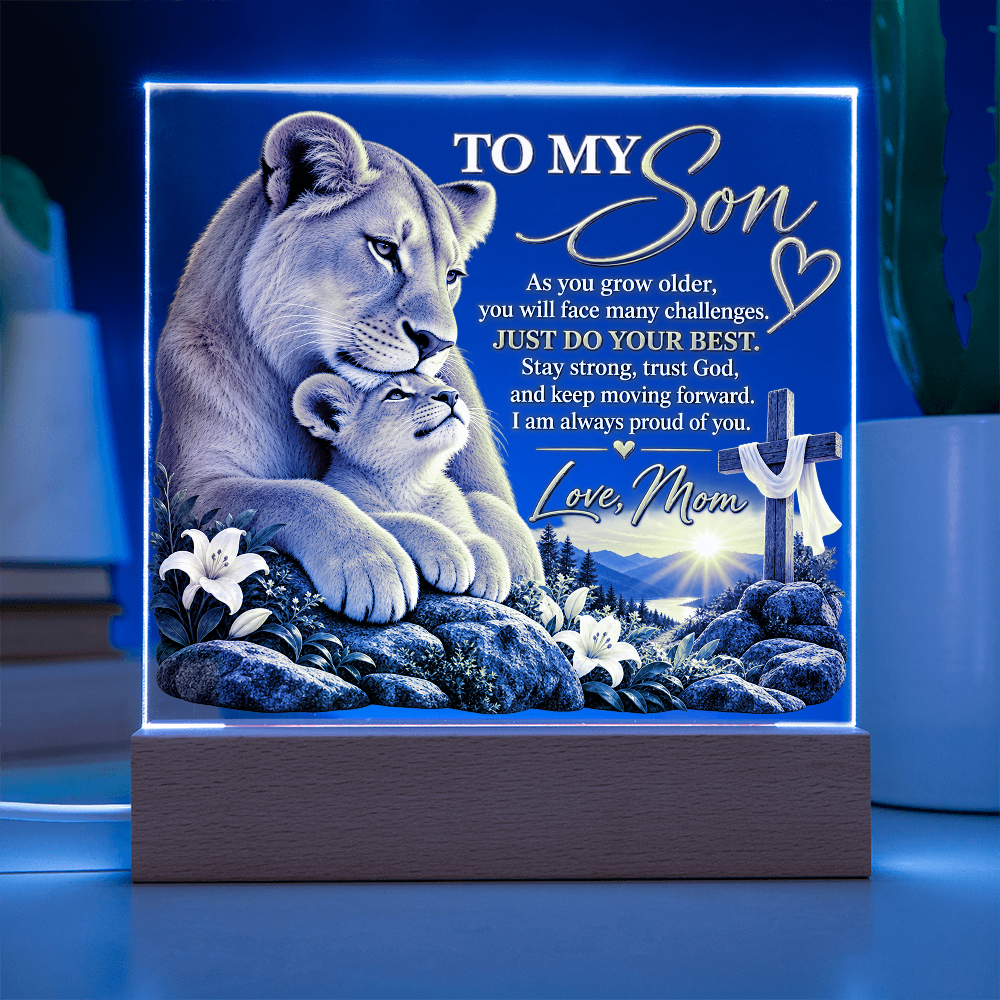 To My Son Acrylic Plaque – Trust God, Love Mom