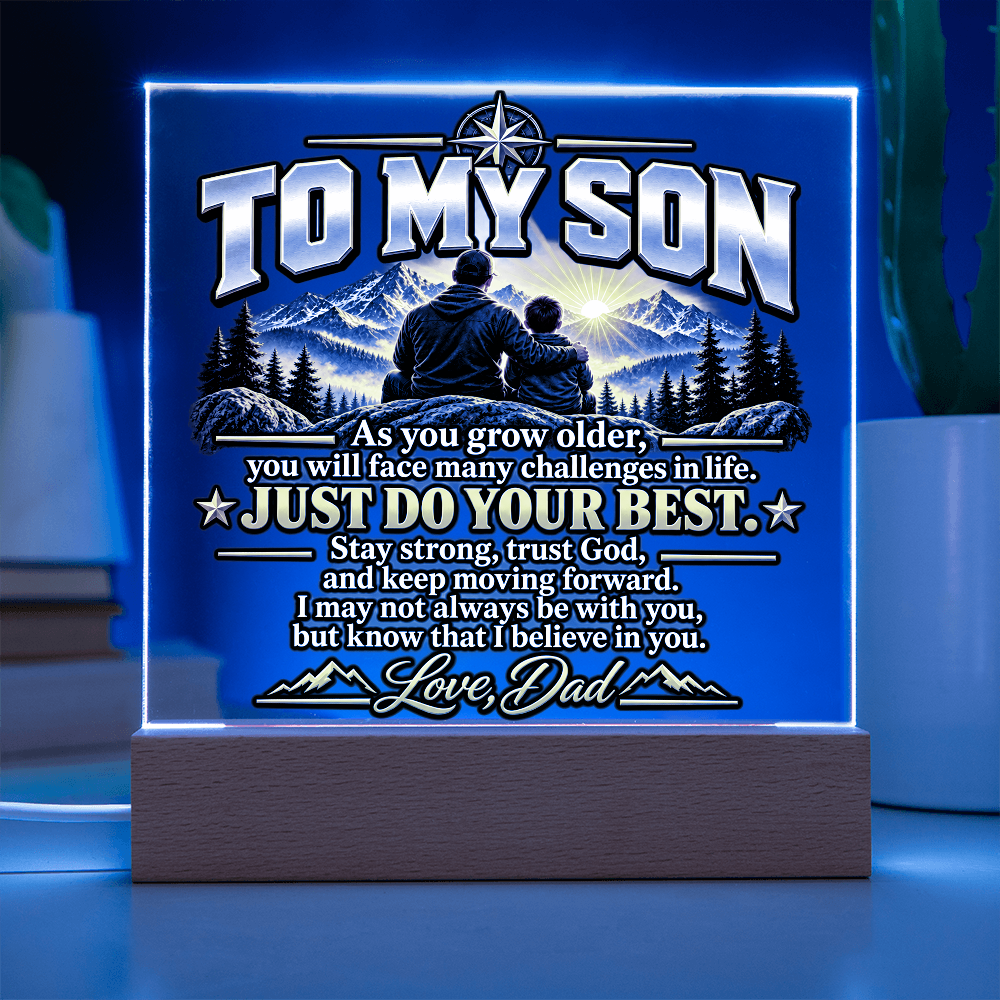 To My Son Acrylic Plaque – Trust God & Keep Moving Forward