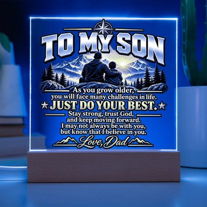 To My Son Acrylic Plaque – Trust God & Keep Moving Forward