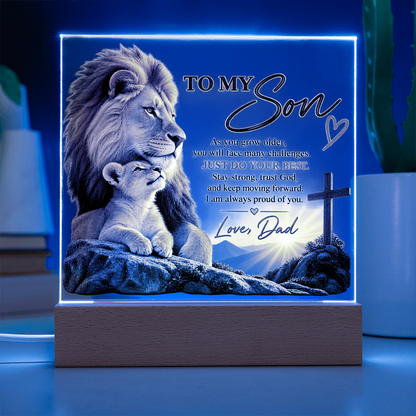 To My Son Lion LED Plaque From Dad