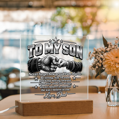 To My Son Acrylic Plaque – Strength & Encouragement Gift from Dad