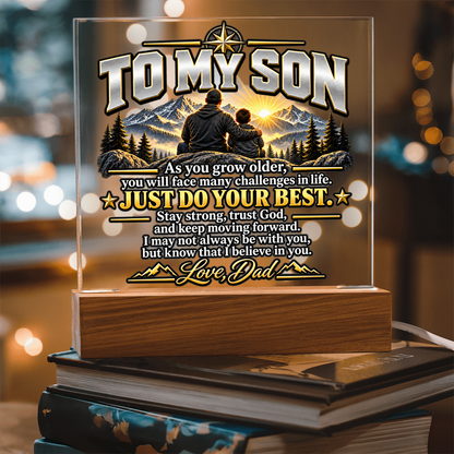 To My Son Acrylic Plaque – Trust God & Keep Moving Forward