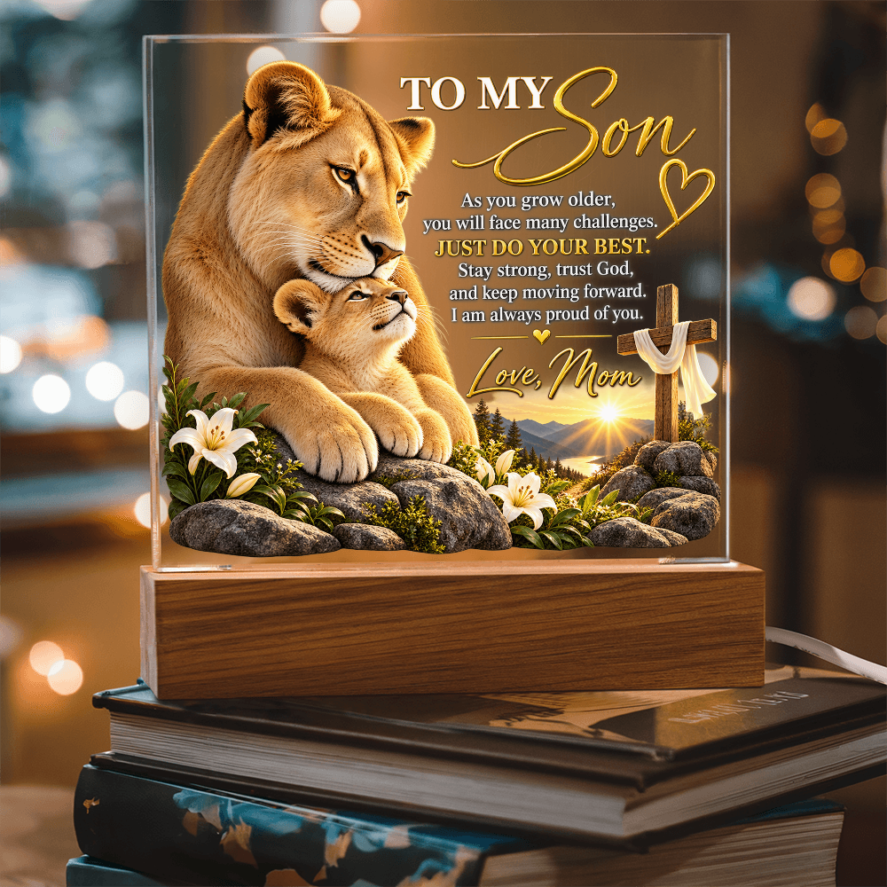 To My Son Acrylic Plaque – Trust God, Love Mom