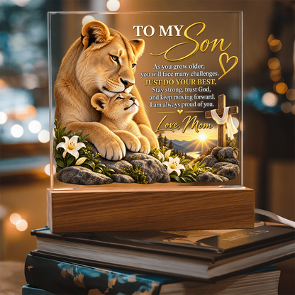 To My Son Acrylic Plaque – Trust God, Love Mom