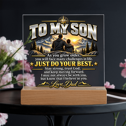 To My Son Acrylic Plaque – Trust God & Keep Moving Forward