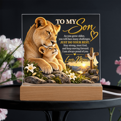 To My Son Acrylic Plaque – Trust God, Love Mom