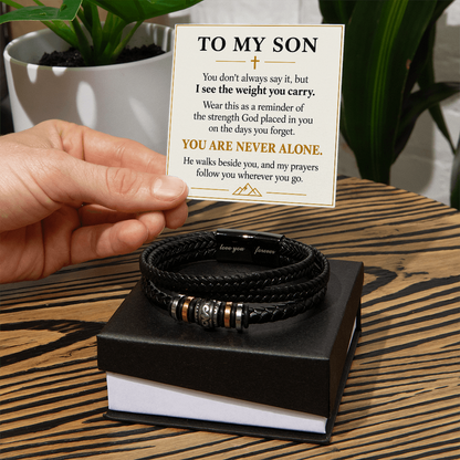 To My Son Christian Bracelet – Faith, Strength & Love Gift