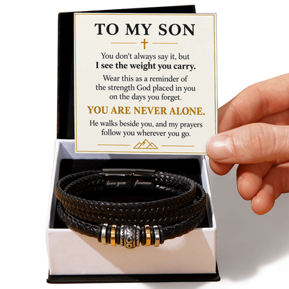 To My Son Christian Bracelet – Faith, Strength & Love Gift