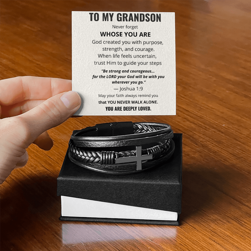 To My Grandson Cross Bracelet – Christian Faith Gift
