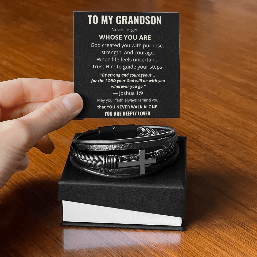 To My Grandson Cross Bracelet – Christian Faith Gift