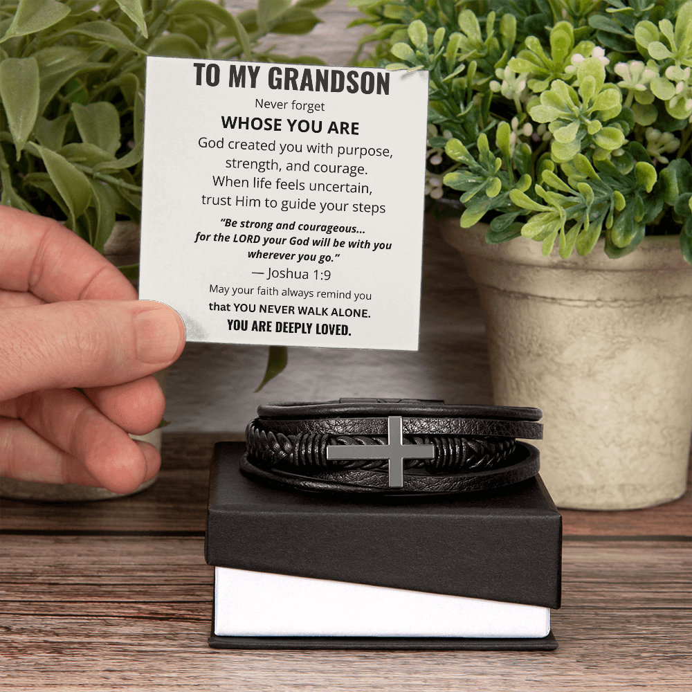 To My Grandson Cross Bracelet – Christian Faith Gift