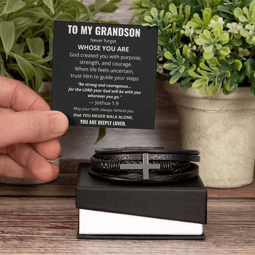 To My Grandson Cross Bracelet – Christian Faith Gift