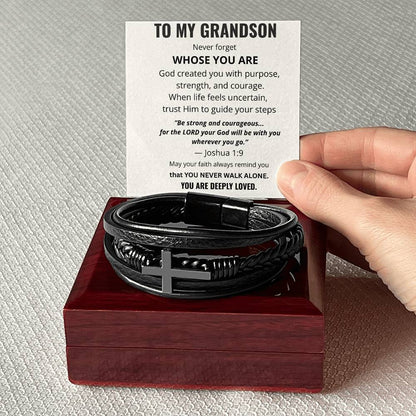 To My Grandson Cross Bracelet – Christian Faith Gift