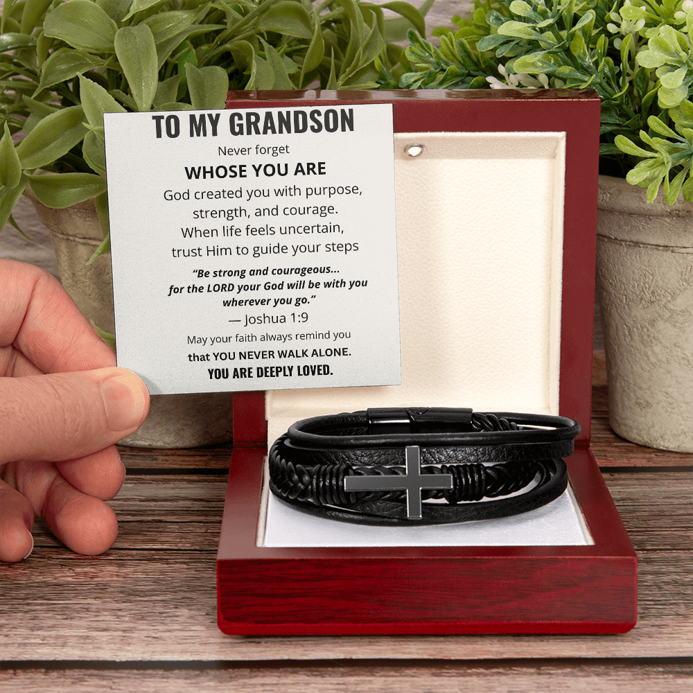 To My Grandson Cross Bracelet – Christian Faith Gift