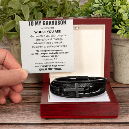 To My Grandson Cross Bracelet – Christian Faith Gift