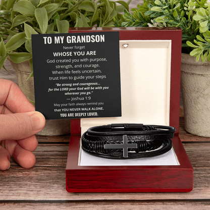 To My Grandson Cross Bracelet – Christian Faith Gift